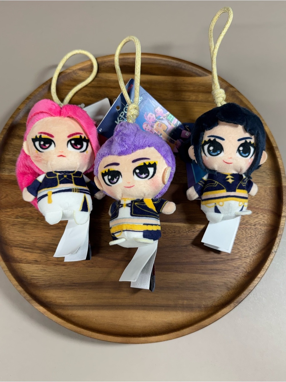 K-Pop Idol Plush Keychain Trio - Pink, Purple, Black